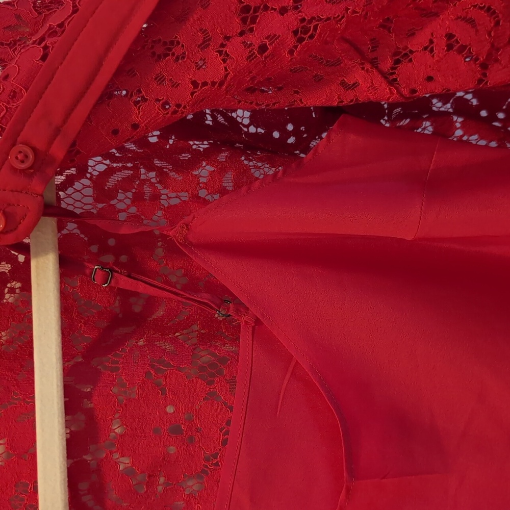 J. Crew Vibrant Red Lace Top - Picture 3 of 3